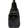 Мужской кожаный рюкзак-слинг черного цвета с одной лямкой TARWA (21658) - 2