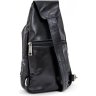 Мужской кожаный рюкзак-слинг черного цвета с одной лямкой TARWA (21658) - 10