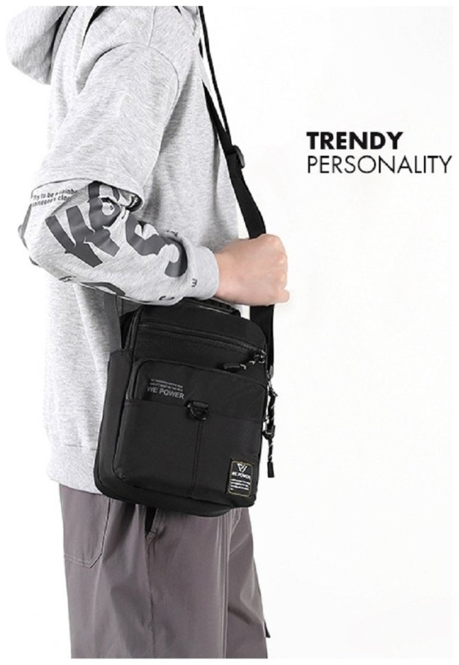 Мужская сумка барсетка из прочного текстиля черного цвета Confident 90732 modnotak фото №5