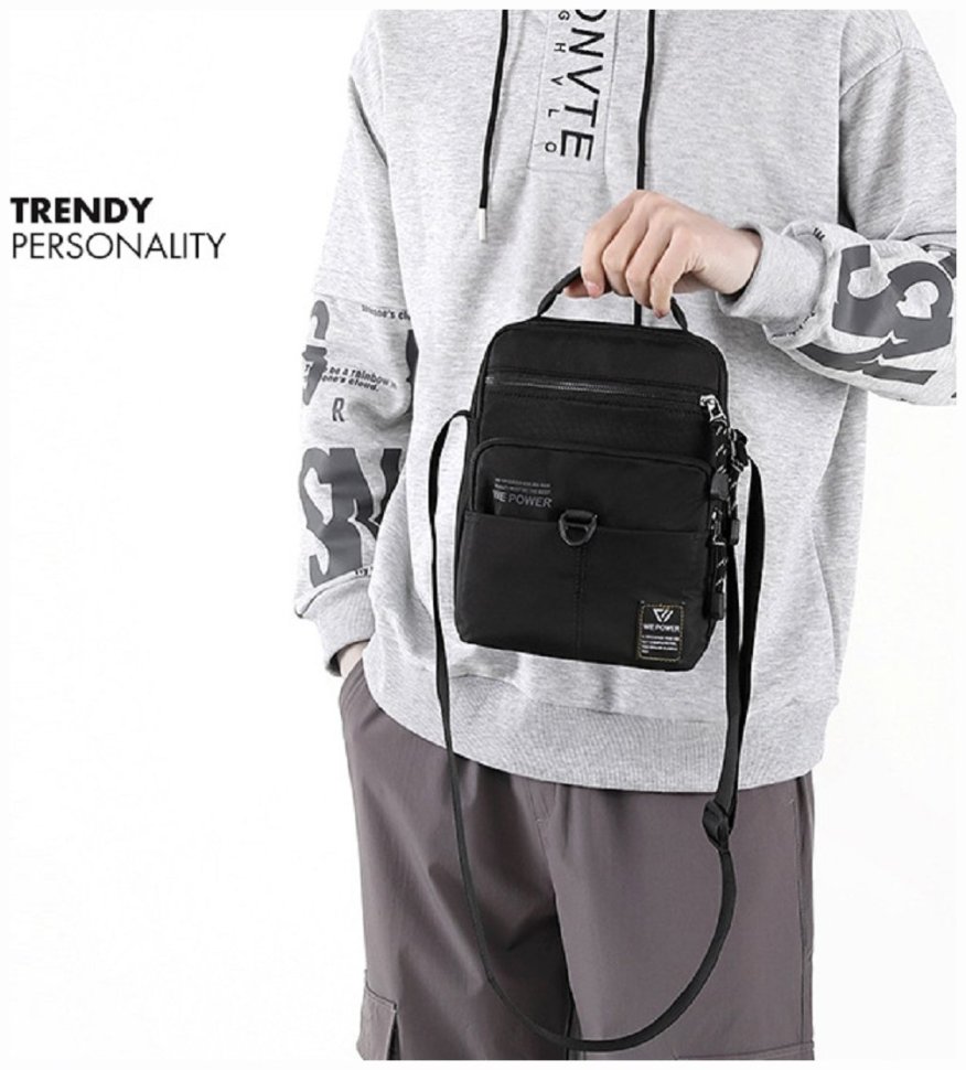 Мужская сумка барсетка из прочного текстиля черного цвета Confident 90732 modnotak фото №9