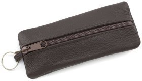 Велика шкіряна ключниця темно-коричневого кольору з блискавичною застібкою ST Leather 70832