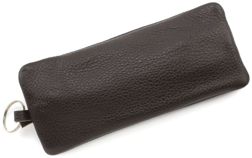 Большая кожаная ключница темно-коричневого цвета с молниевой застежкой ST Leather 70832