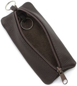 Большая кожаная ключница темно-коричневого цвета с молниевой застежкой ST Leather 70832