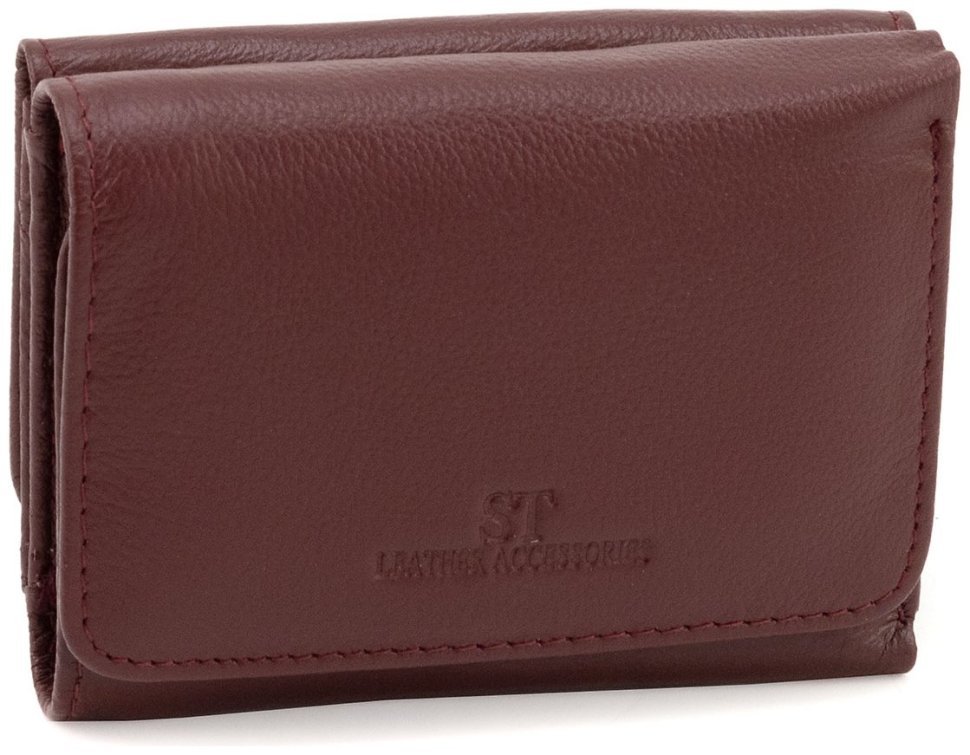 Маленький женcкий кошелек в цвете марсала на магнитной застежке ST Leather 90832 modnotak фото №1