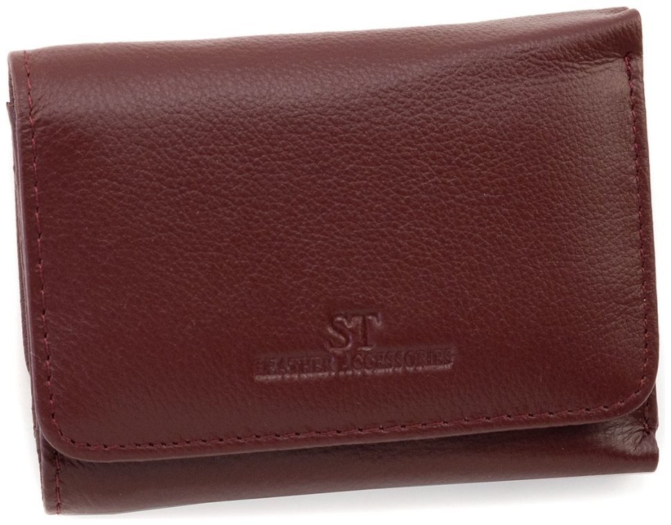 Маленький женcкий кошелек в цвете марсала на магнитной застежке ST Leather 90832 modnotak фото №3