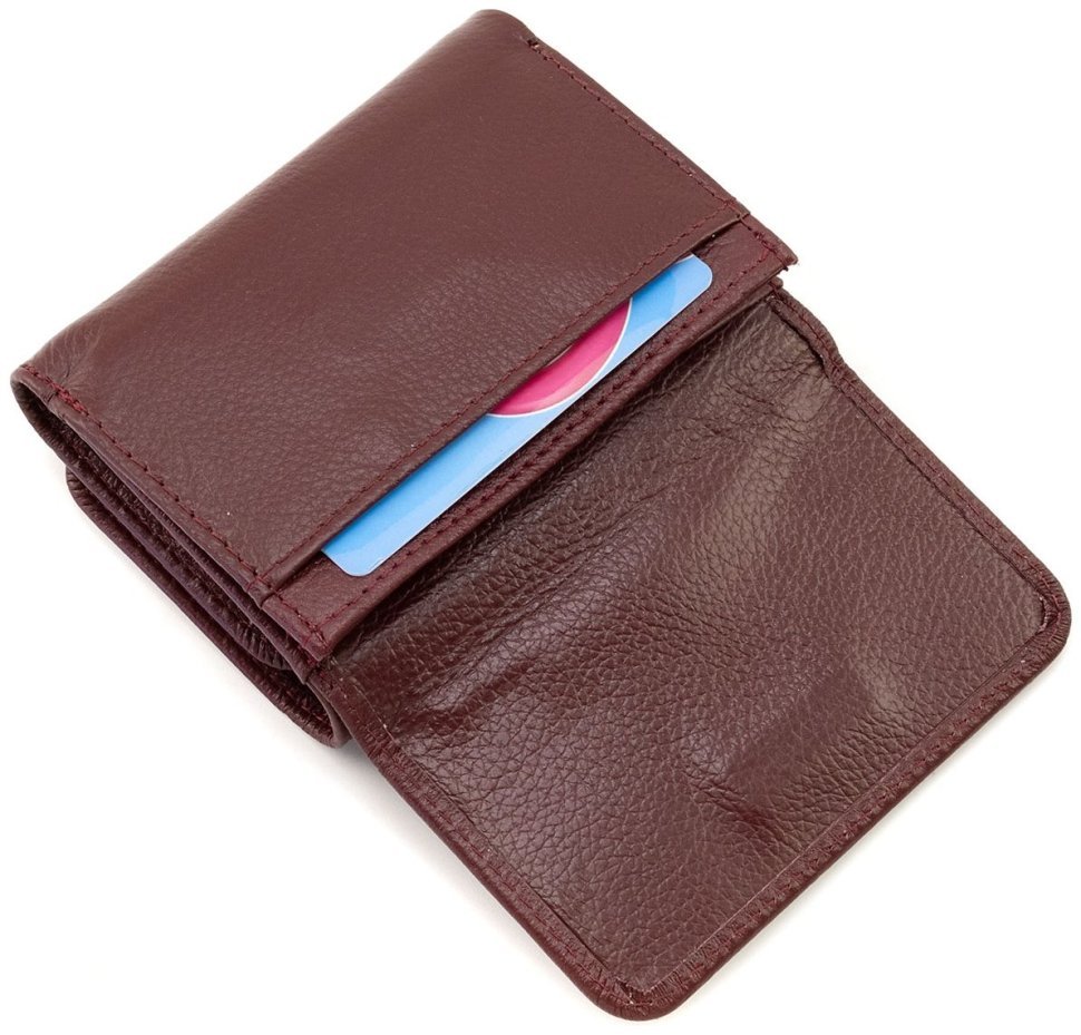 Маленький женcкий кошелек в цвете марсала на магнитной застежке ST Leather 90832 modnotak фото №6