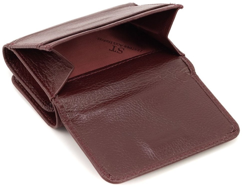 Маленький женcкий кошелек в цвете марсала на магнитной застежке ST Leather 90832 modnotak фото №7