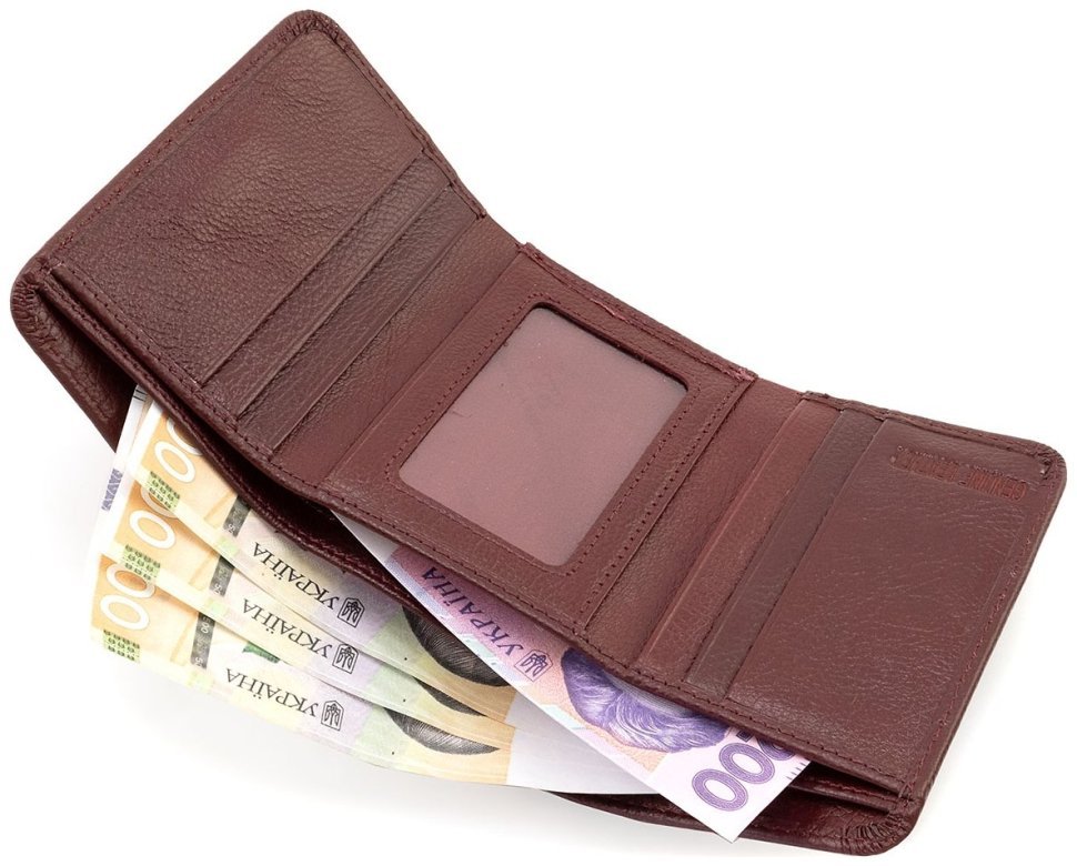 Маленький женcкий кошелек в цвете марсала на магнитной застежке ST Leather 90832 modnotak фото №9