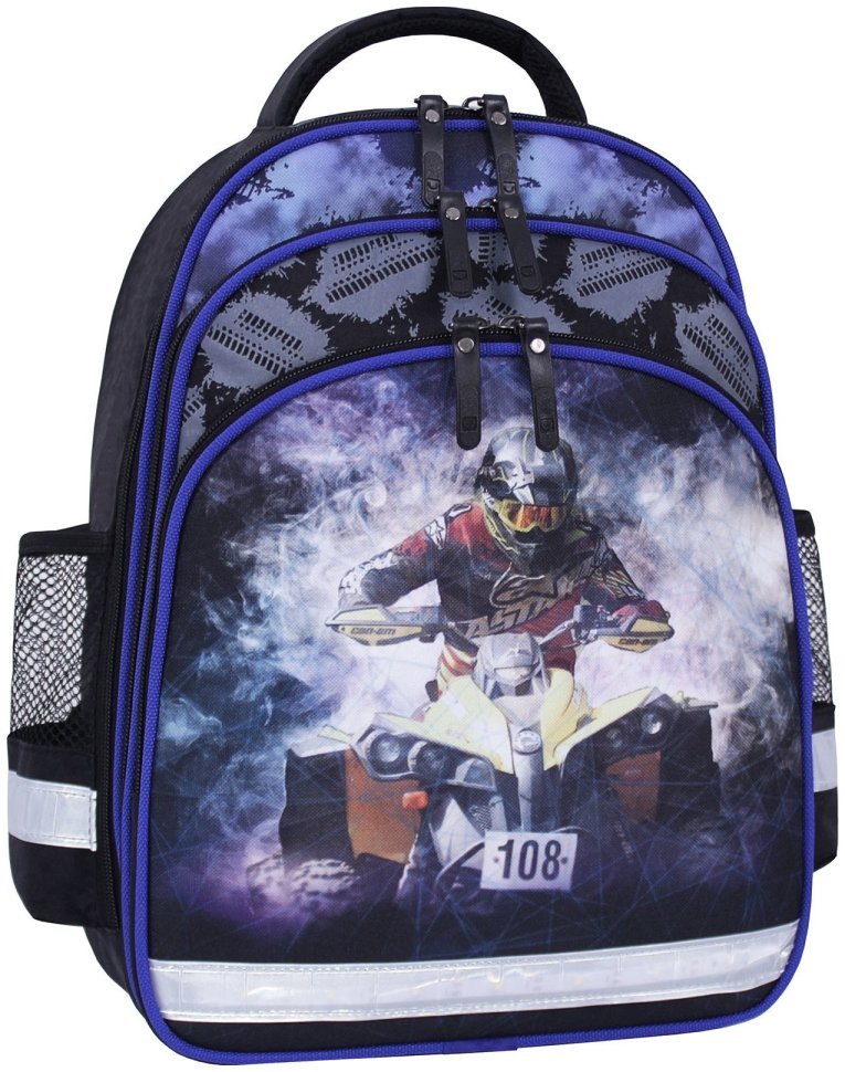 Рюкзак для мальчика школьный черного цвета с принтом мотоциклиста Bagland 111132 modnotak фото №1