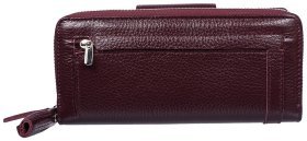 Вместительный женский кошелек из кожи флотар Desisan 81132 бордового цвета