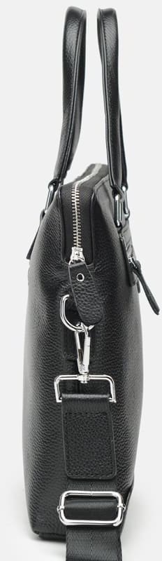 Мужская классическая сумка из фактурной кожи черного цвета Keizer (15621)