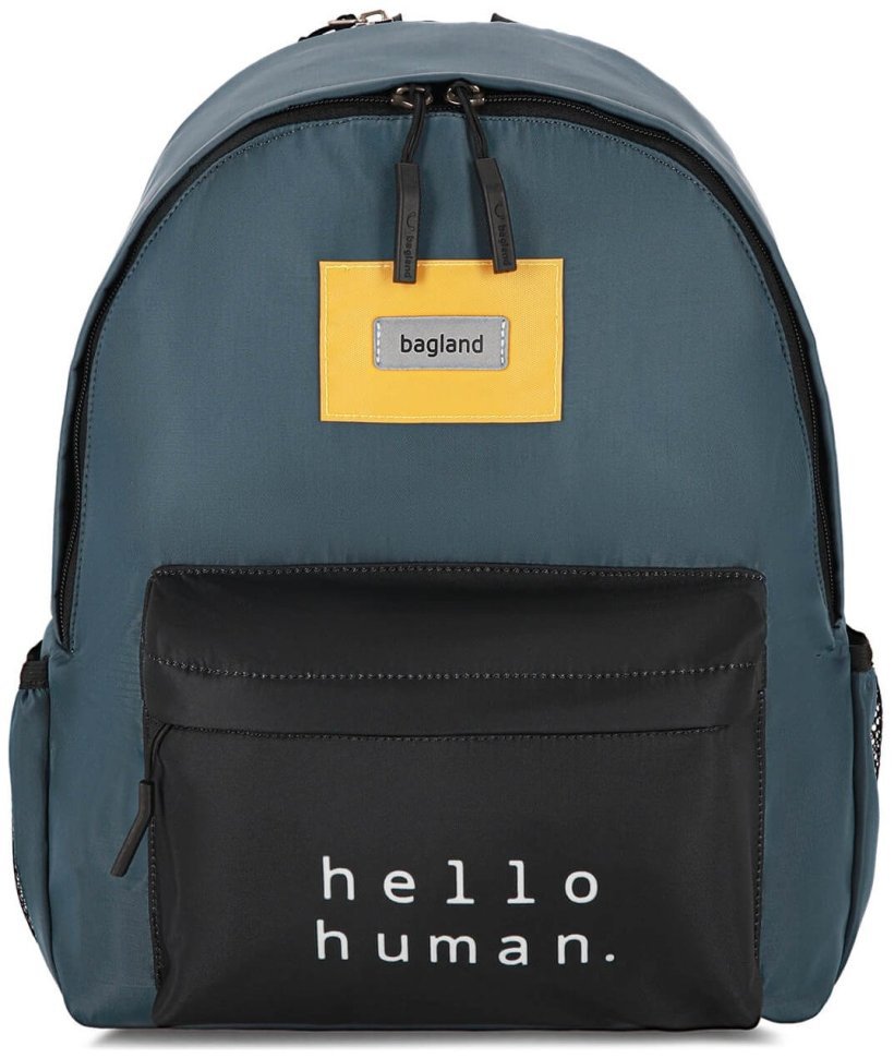 Повседневный подростковый рюкзак серого цвета с надписью "Hello Human" Bagland 111432 modnotak фото №1