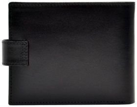 Мужское классическое портмоне из гладкой кожи черного цвета на кнопке Desisan 81432