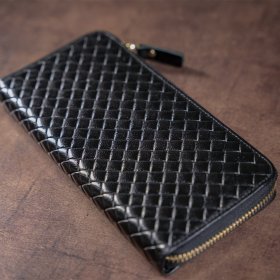 Оригінальний гаманець клатч з тисненням на шкірі чорного кольору VINTAGE STYLE (14460)