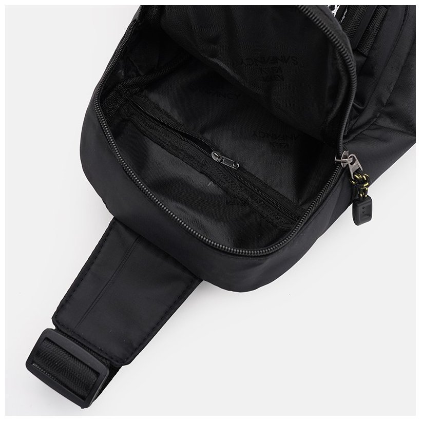 Черная повседневная мужская сумка-слинг из текстиля с принтом Monsen 71532