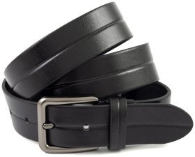 Ремень из итальянской кожи с вытесненной линией Gherardini 40844 (черный)