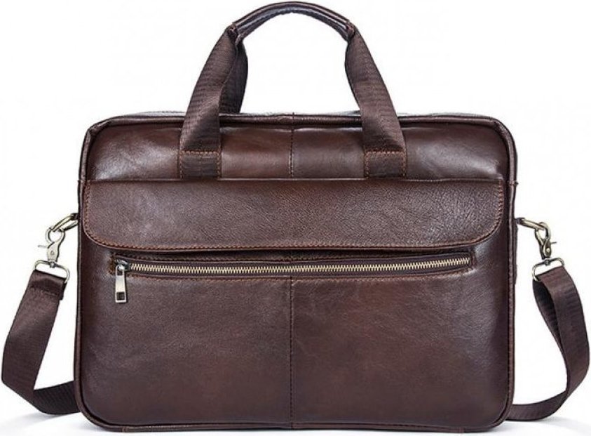 Якісна сумка під ноутбук з натуральної шкіри коричневого кольору VINTAGE STYLE (14641)