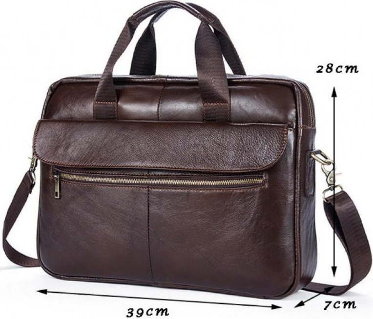 Качественная сумка под ноутбук из натуральной кожи коричневого цвета VINTAGE STYLE (14641)
