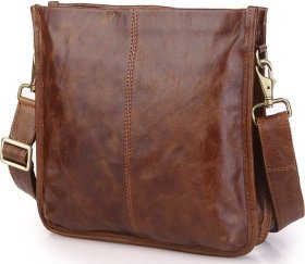Коричневая сумка-планшет из натуральной кожи на молнии VINTAGE STYLE (14391)