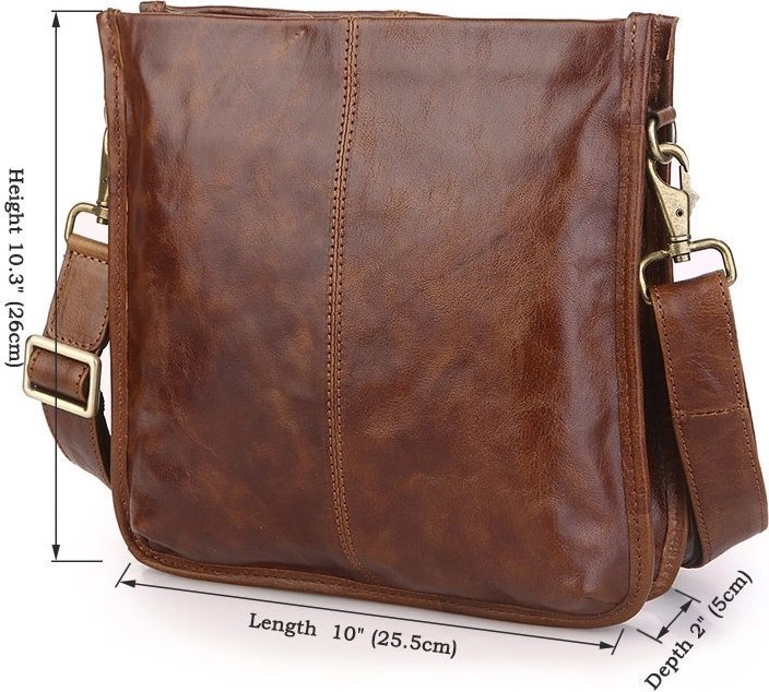 Коричневая сумка-планшет из натуральной кожи на молнии VINTAGE STYLE (14391)