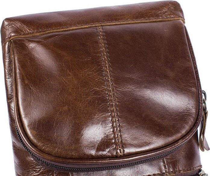 Невелика коричнева наплічна сумка з натуральної шкіри VINTAGE STYLE (14731)