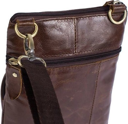 Небольшая коричневая наплечная сумка из натуральной кожи VINTAGE STYLE (14731)
