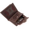 Темно-коричневое мужское портмоне из винтажной кожи с хлястиком на кнопке KARYA (18262) - 7