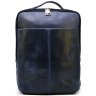 Кожаный городской рюкзак синего цвета из натуральной кожи с отделением под ноутбук TARWA (19860) - 3
