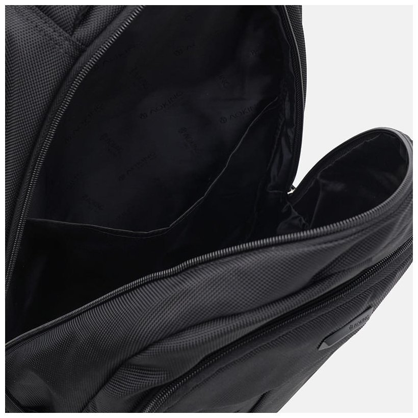 Черный мужской рюкзак из плотного текстиля на молнии Aoking 72332