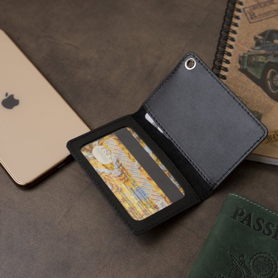 Компактная обложка на документы МВС Украины из черной кожи SHVIGEL (2413980) modnotak фото №7