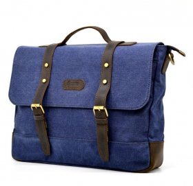 Текстильна чоловіча сумка-портфель яскравого синього кольору з клапаном TARWA (19914)