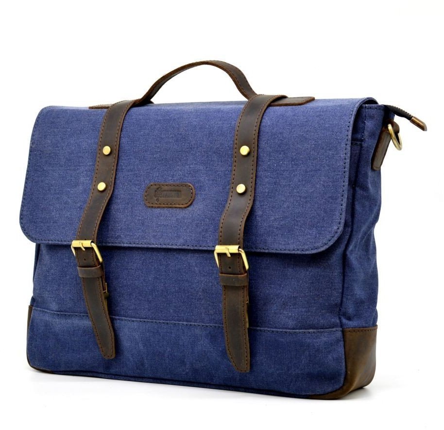 Текстильная мужская сумка-портфель яркого синего цвета с клапаном TARWA (19914)
