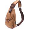Текстильная мужская сумка-рюкзак через плечо с USB кабелем Vintage (2421222) - 1