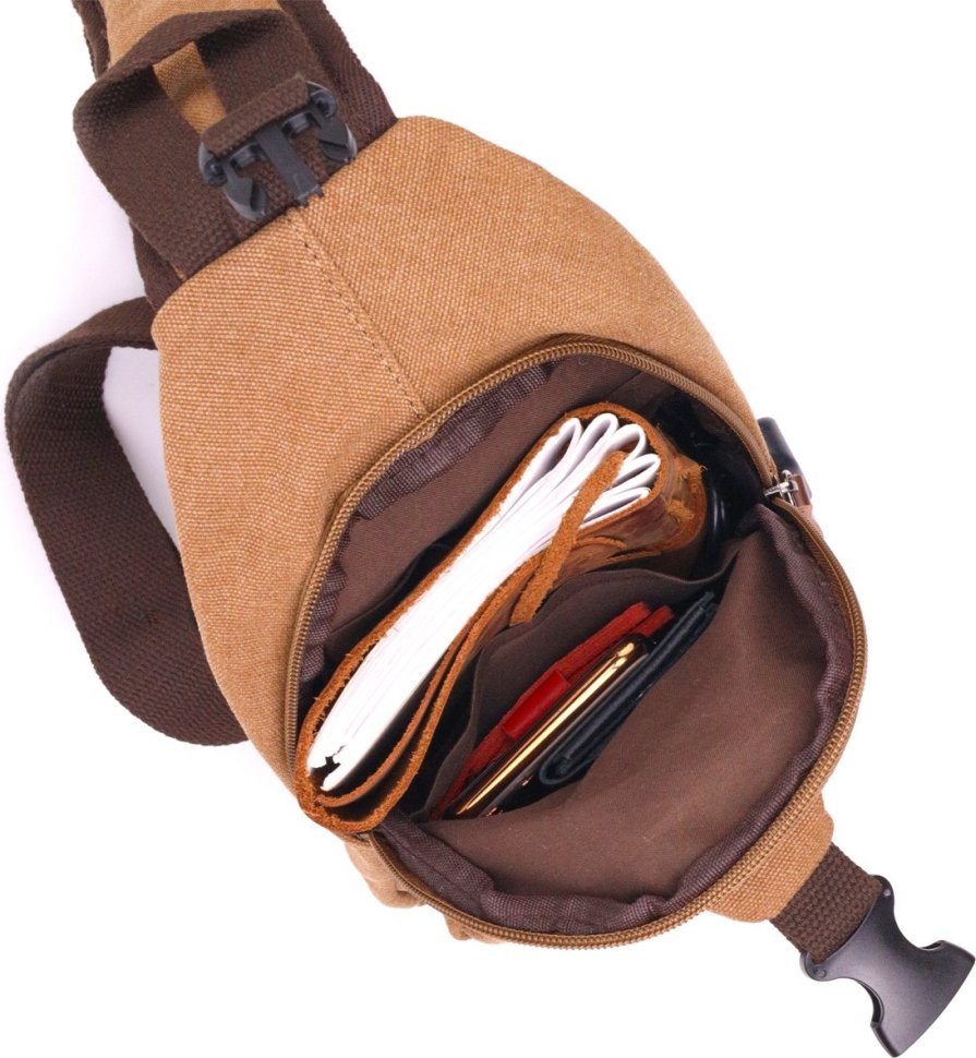 Текстильная мужская сумка-рюкзак через плечо с USB кабелем Vintage (2421222)