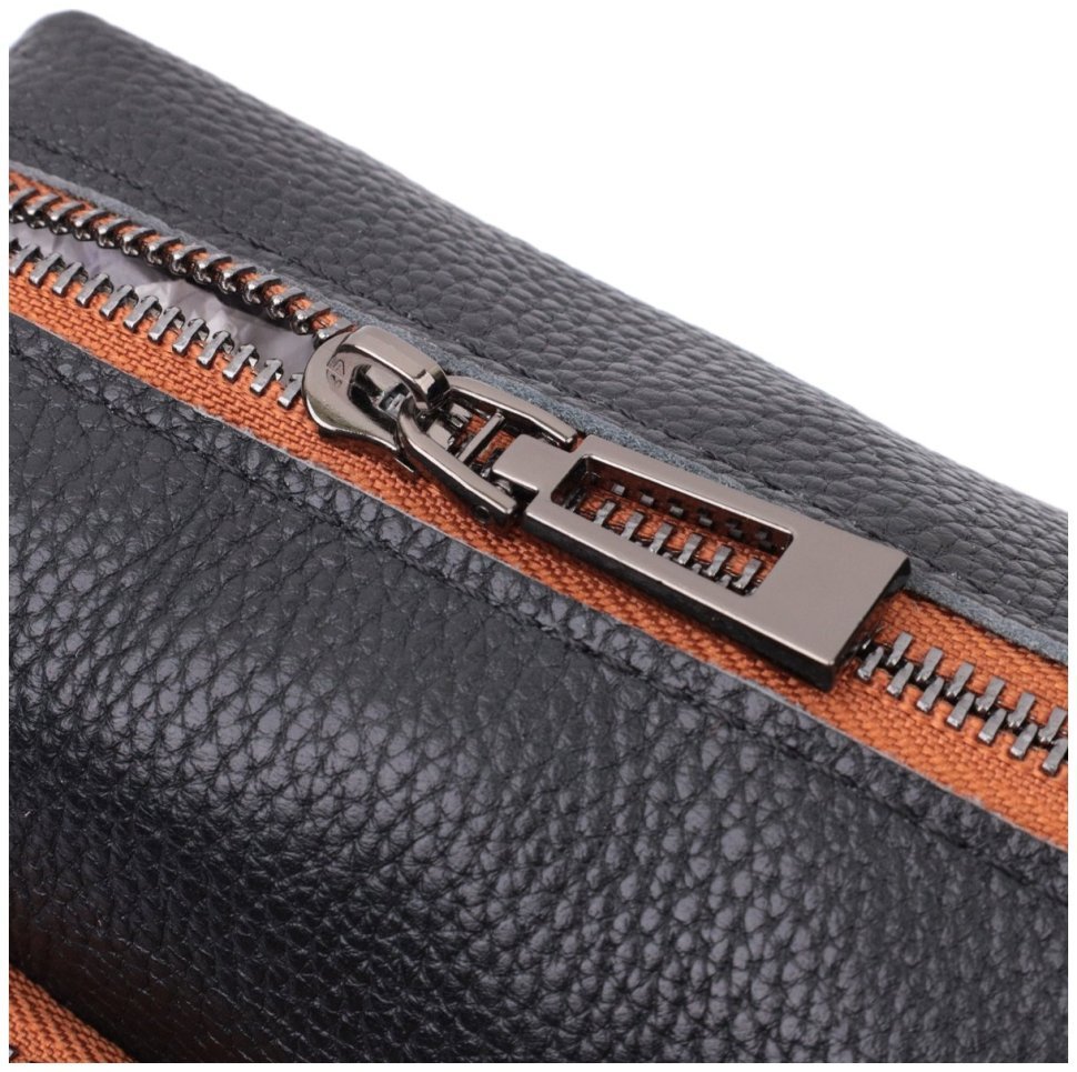 Сумка из натуральной кожи с текстильным ремнем Vintage 22588 Черная modnotak фото №8