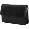 Барсетка чорного кольору зі шкіри кроко з клапаном Vip Collection 102632 modnotak фото - 1
