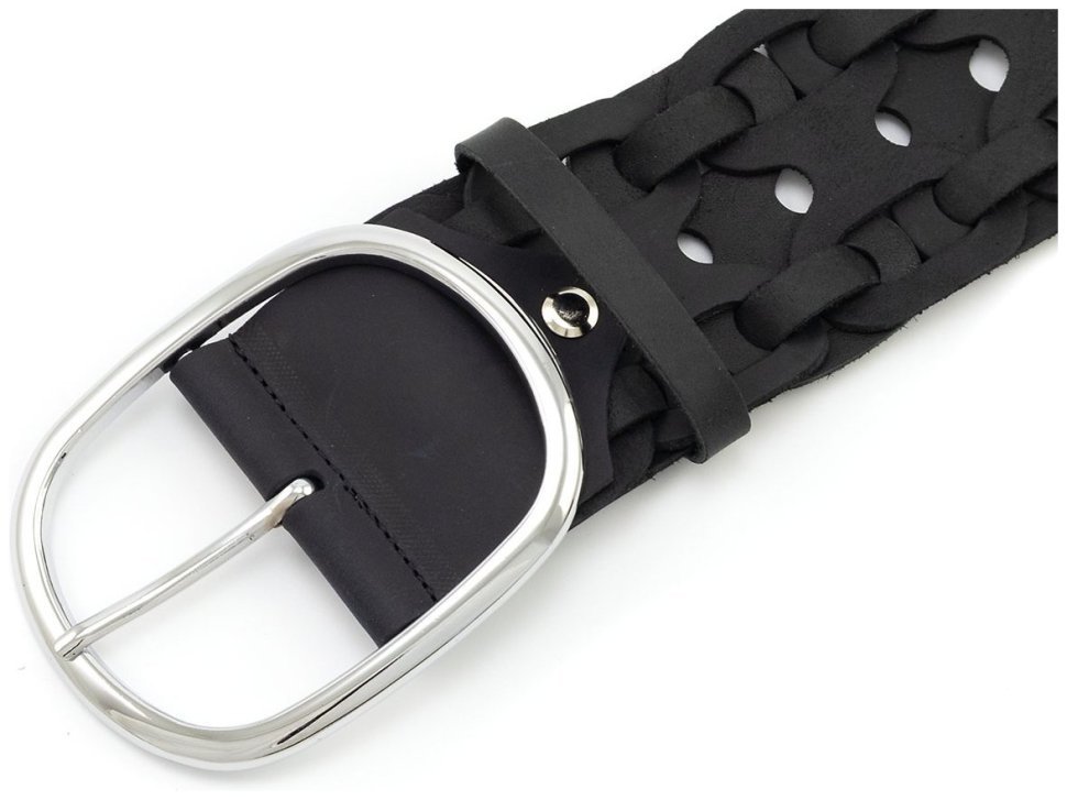 Широкий плетенный ремень из матовой натуральной кожи черного цвета Gherardini 60000-gher (ширина 6 см) фото №2 Широкий плетенный ремень из матовой натуральной кожи черного цвета Gherardini 60000-gher (ширина 6 см) modnotak фото №2