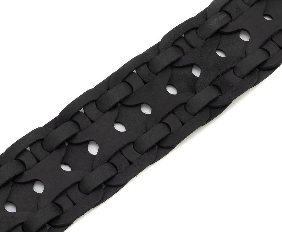 Широкий плетенный ремень из матовой натуральной кожи черного цвета Gherardini 60000-gher (ширина 6 см) фото №3 Широкий плетенный ремень из матовой натуральной кожи черного цвета Gherardini 60000-gher (ширина 6 см) modnotak фото №3