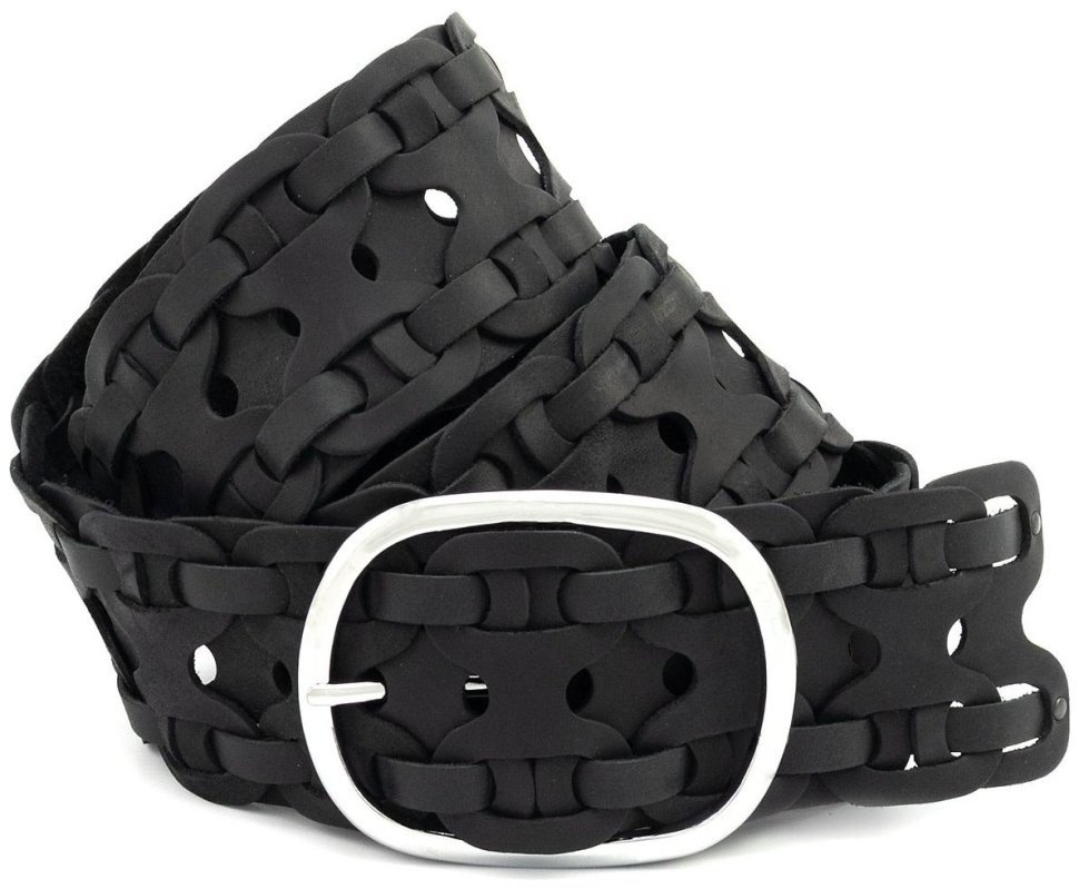 Широкий плетенный ремень из матовой натуральной кожи черного цвета Gherardini 60000-gher (ширина 6 см) фото №1 Широкий плетенный ремень из матовой натуральной кожи черного цвета Gherardini 60000-gher (ширина 6 см) modnotak фото №1
