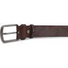 Кожаный мужской брючный ремень коричневого цвета с серебристой пряжкой Vintage (2420726) - 5