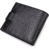 Качественное мужское портмоне черного цвета из натуральной кожи с тиснением под крокодила CANPELLINI (2421768) - 2