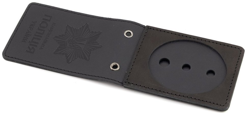 Кожаная обложка для жетона и удостоверения полиции Leather Collection 103332 (черная) modnotak фото №4