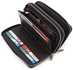 Кожаный молодежный клатч на две молнии Marco Coverna (10479)