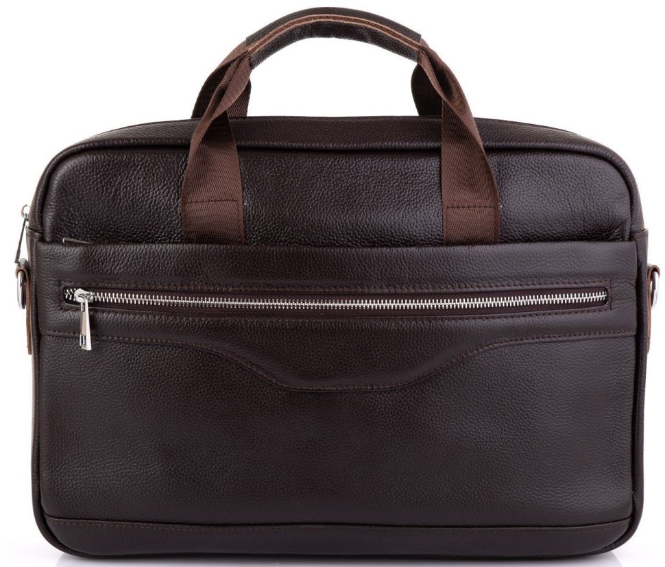 Кожаная мужская коричневая сумка для ноутбука большого размера Tiding Bag (15735)