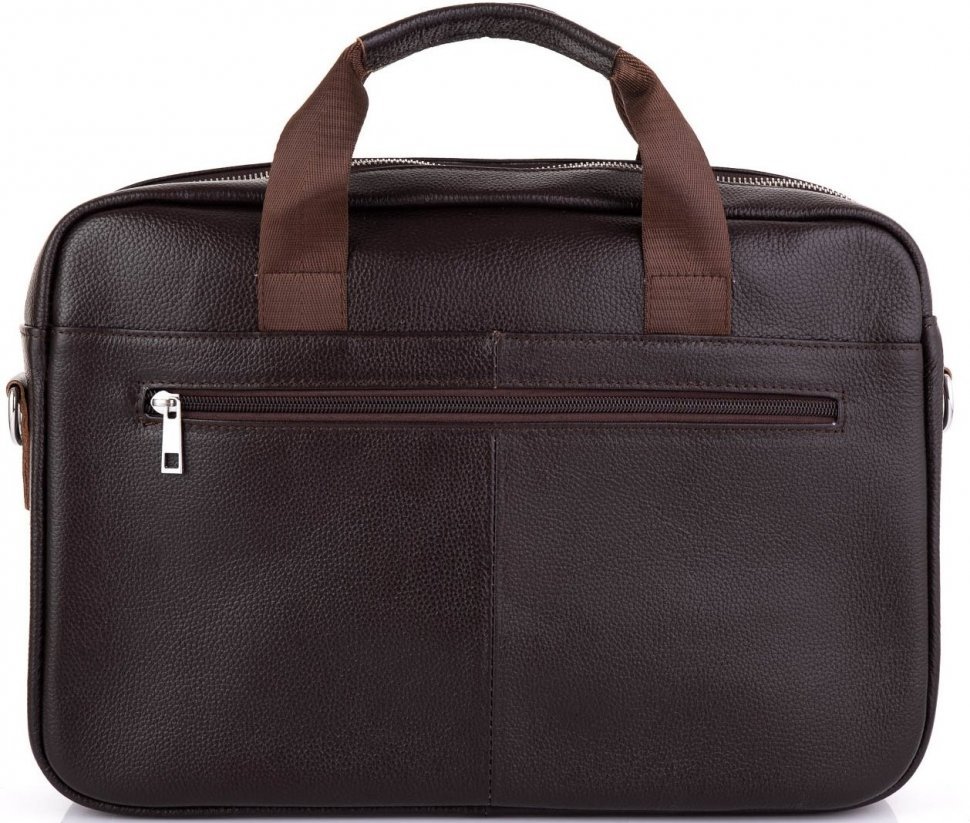 Шкіряна чоловіча коричнева сумка для ноутбука великого розміру Tiding Bag (15735)