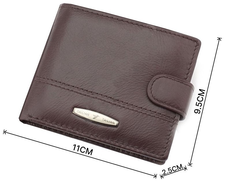 Классическое мужское кожаное портмоне коричневого цвета Tailian (18179) modnotak фото №3