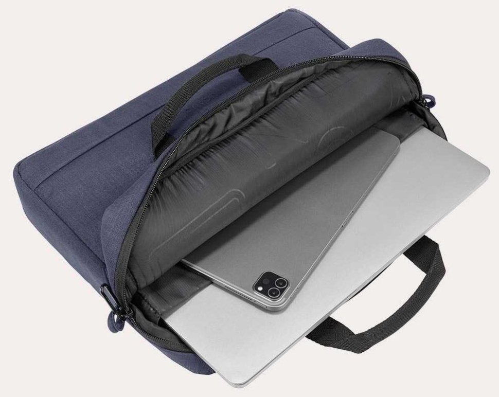 Повседневная текстильная сумка для ноутбука до 14" с фиксатором Pass-Thru Tucano Stop синя 103532 modnotak фото №2