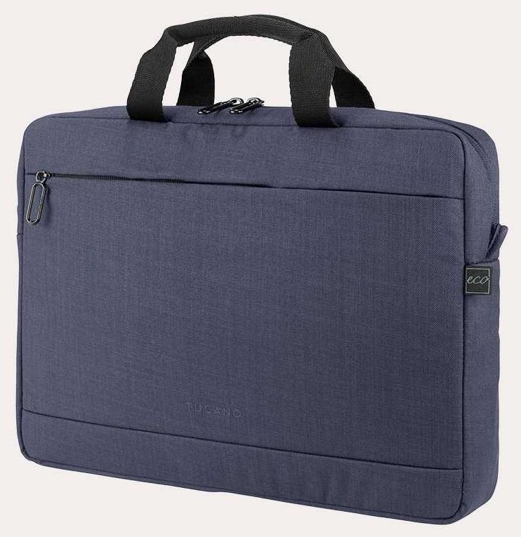 Повседневная текстильная сумка для ноутбука до 14" с фиксатором Pass-Thru Tucano Stop синя 103532 modnotak фото №4