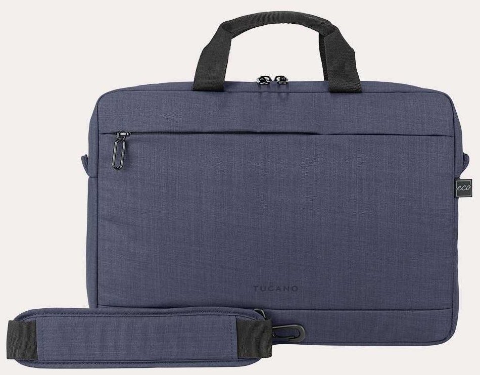 Повседневная текстильная сумка для ноутбука до 14" с фиксатором Pass-Thru Tucano Stop синя 103532 modnotak фото №6