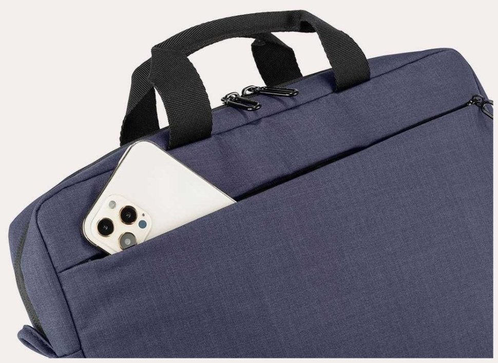 Повседневная текстильная сумка для ноутбука до 14" с фиксатором Pass-Thru Tucano Stop синя 103532 modnotak фото №7